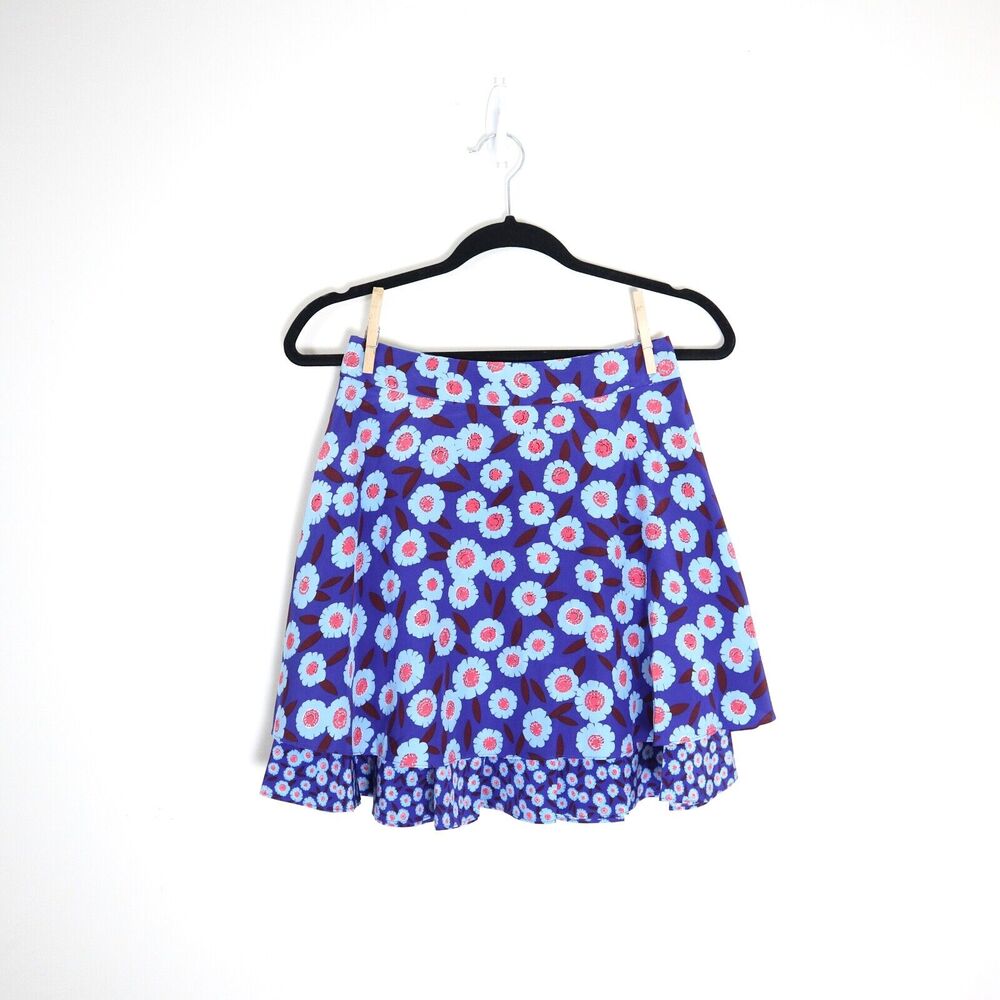 Kate Spade New York Size 0 Silk Tangier Floral Double Layer Skirt Cobalt Blue - Picture 2 of 10